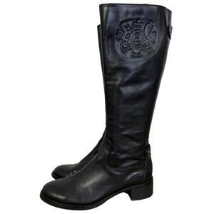 Etienne Aigner Womens Black Chrest Leather Vira Boots Size 7.5